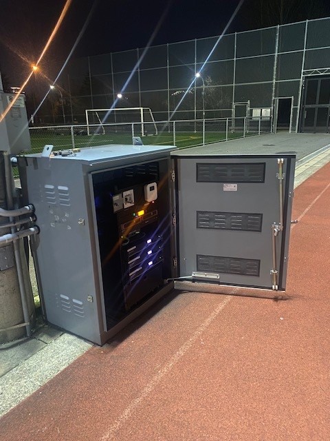 Clubhouse interior audio system at Burnaby Lake Sports Complex