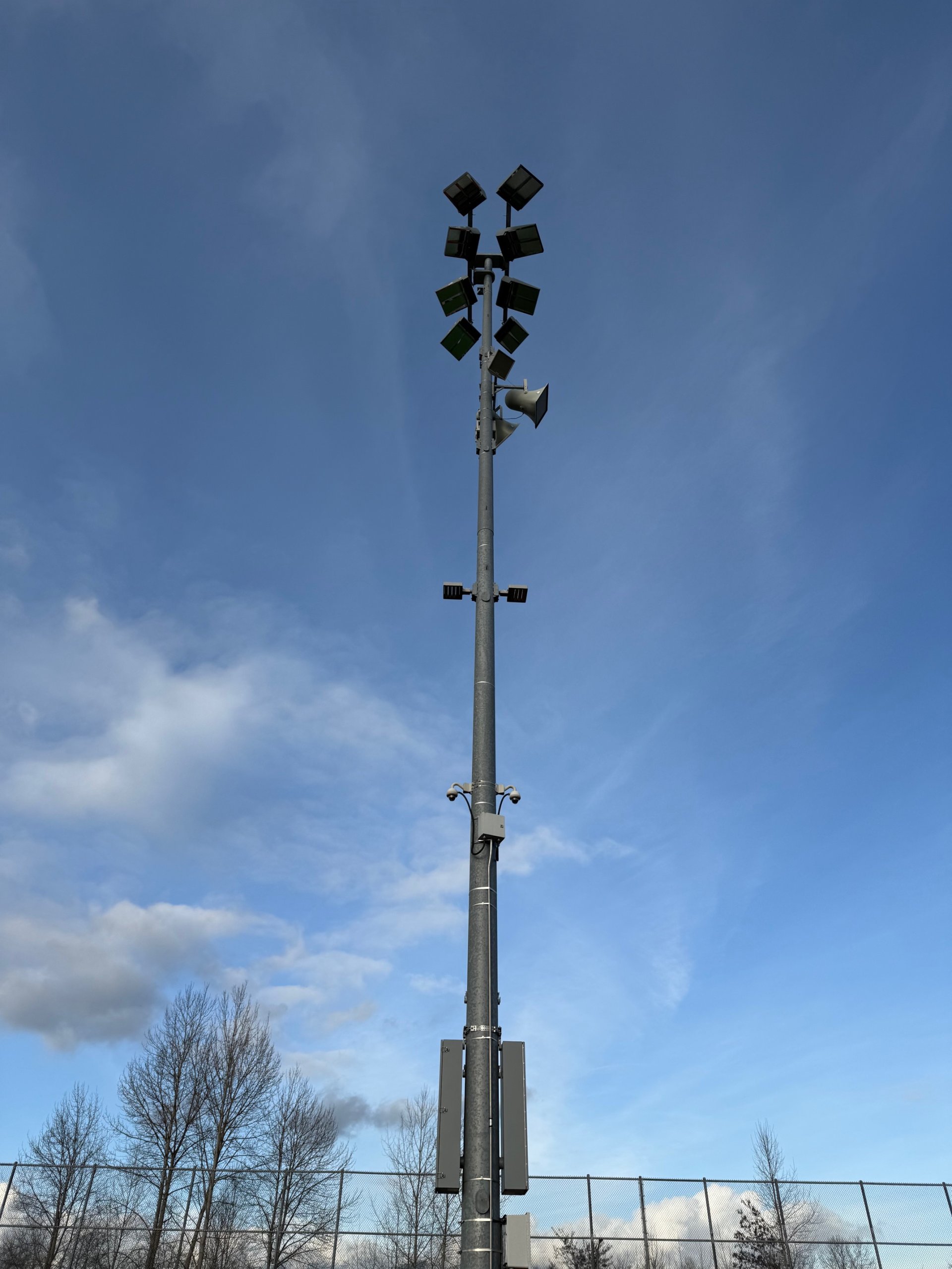 Outdoor field speaker installation at Burnaby Lake Sports Complex Burnaby BC