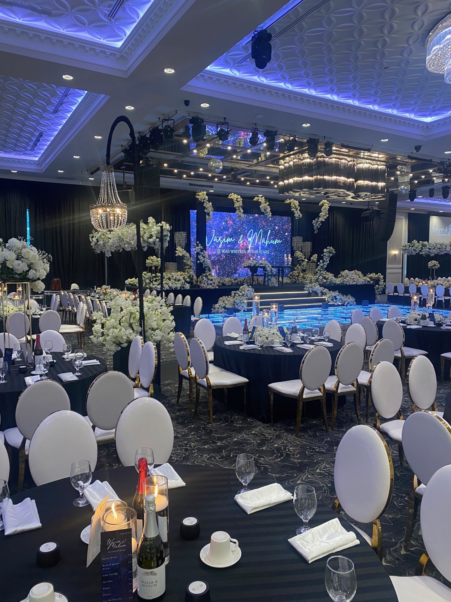 Laser projection and motorized screens at Reflections Banquet Hall